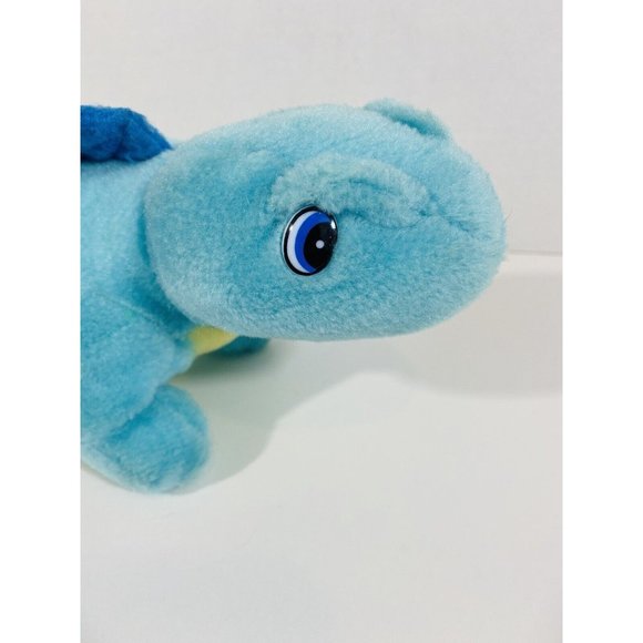A & B Novelty Dinosaur Plush Blue Yellow Stegosaurus 1982 Stuffed Animal Vintage - Picture 2 of 9